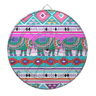 Elephant mit Azteken-Muster Dartscheibe