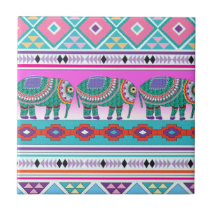Elephant mit Azteken-Muster Fliese