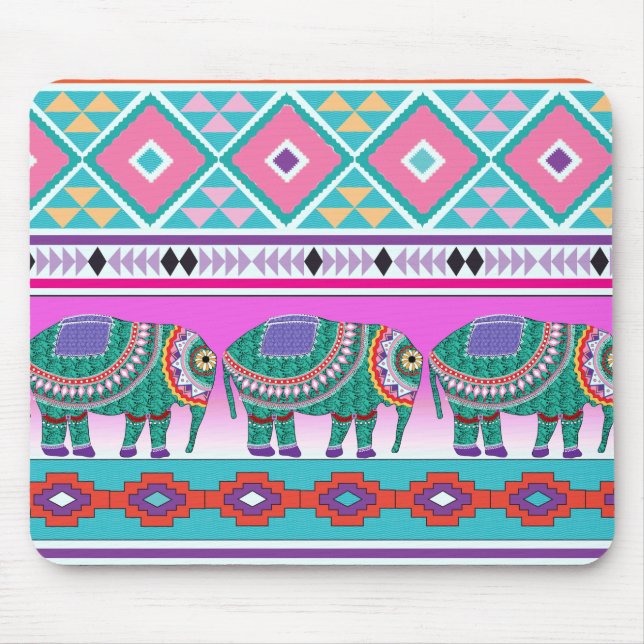 Elephant mit Azteken-Muster Mousepad (Vorne)