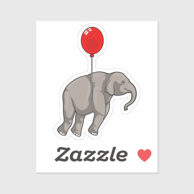 Elephant mit Balloon Aufkleber (Blatt)