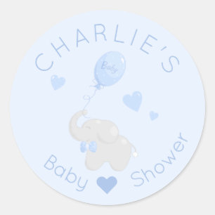 Elephant mit Balloon Baby Shower Boy Gevor Runder Aufkleber