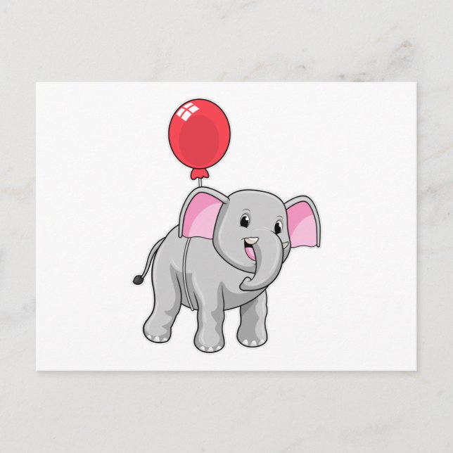 Elephant mit Balloon Postkarte (Vorderseite)