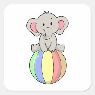 Elephant mit Balloon Quadratischer Aufkleber