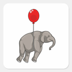 Elephant mit Balloon Quadratischer Aufkleber