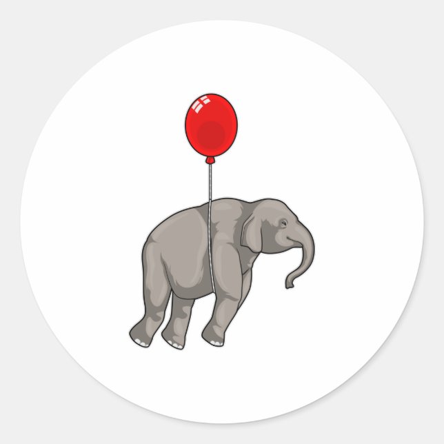 Elephant mit Balloon Runder Aufkleber (Vorderseite)