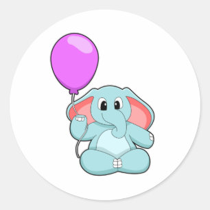 Elephant mit Balloon Runder Aufkleber