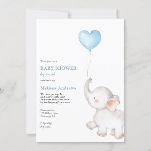 Elephant mit Blue Balloon Baby Shower by Mail Einladung