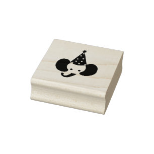 Elephant mit einer Party Hat Wood Art Briefmarke Gummistempel