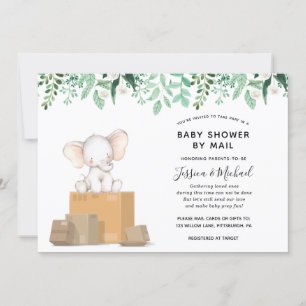 Elephant mit Greenery Baby Shower by Mail Einladung