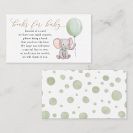 Elephant mit grünen Balonbüchern für Baby Begleitkarte
