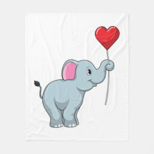 Elephant mit Heart Balloon Fleecedecke