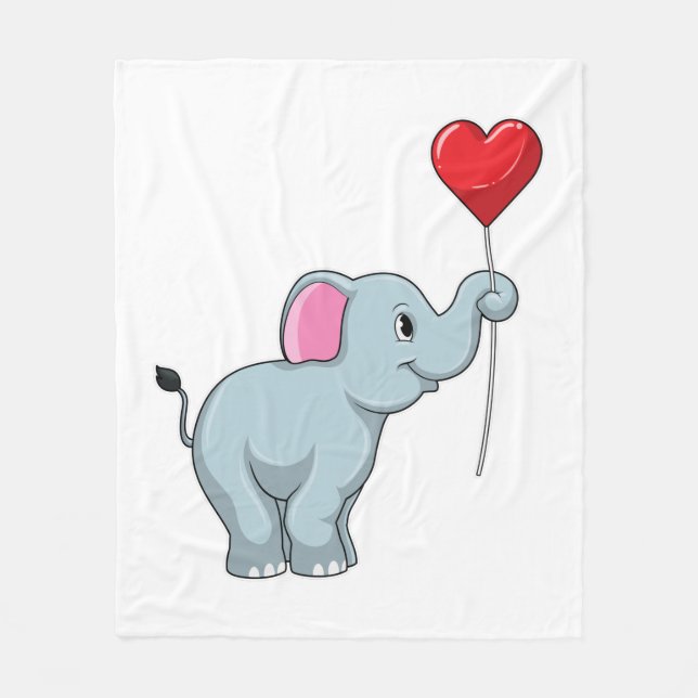 Elephant mit Heart Balloon Fleecedecke (Vorderseite)
