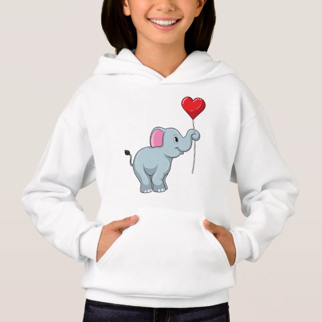 Elephant mit Heart Balloon Hoodie (Vorderseite)