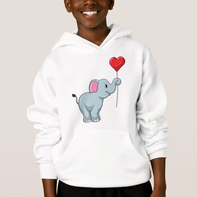 Elephant mit Heart Balloon Hoodie (Vorderseite)