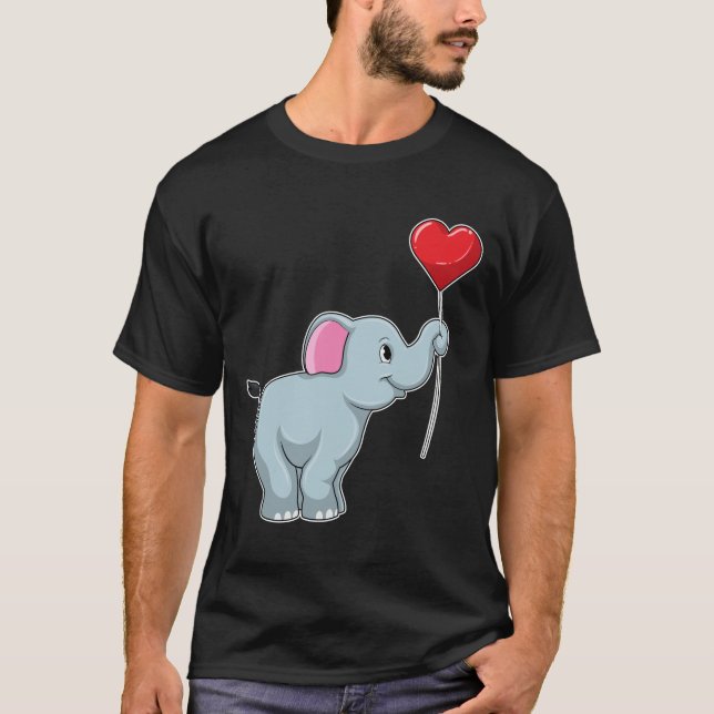 Elephant mit Heart Balloon T-Shirt (Vorderseite)