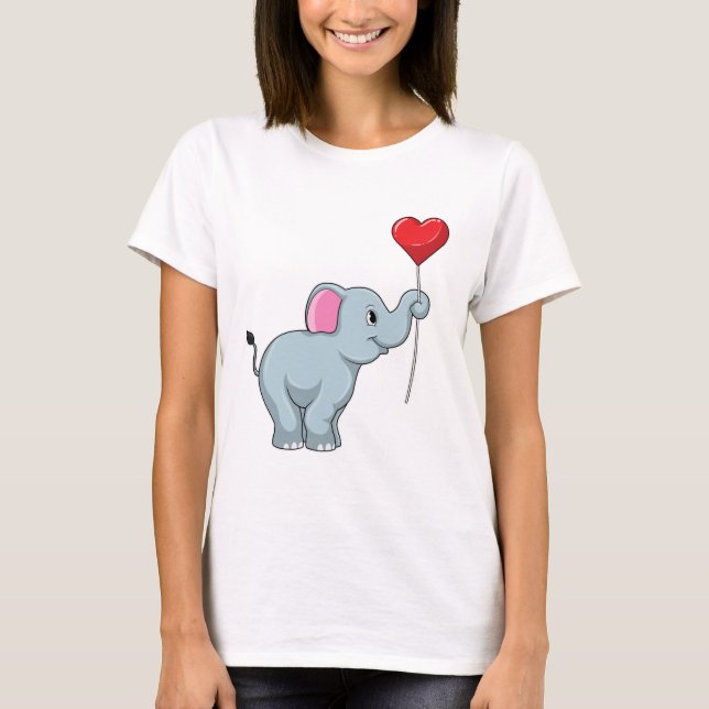 Elephant mit Heart Balloon T-Shirt (Vorderseite)