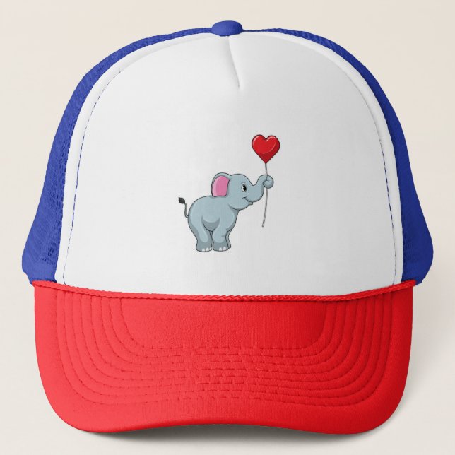 Elephant mit Heart Balloon Truckerkappe (Vorderseite)