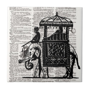 Elephant mit Howdah Dictionary Art Fliese