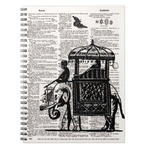 Elephant mit Howdah Dictionary Art Notizblock