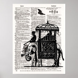 Elephant mit Howdah Dictionary Art Poster