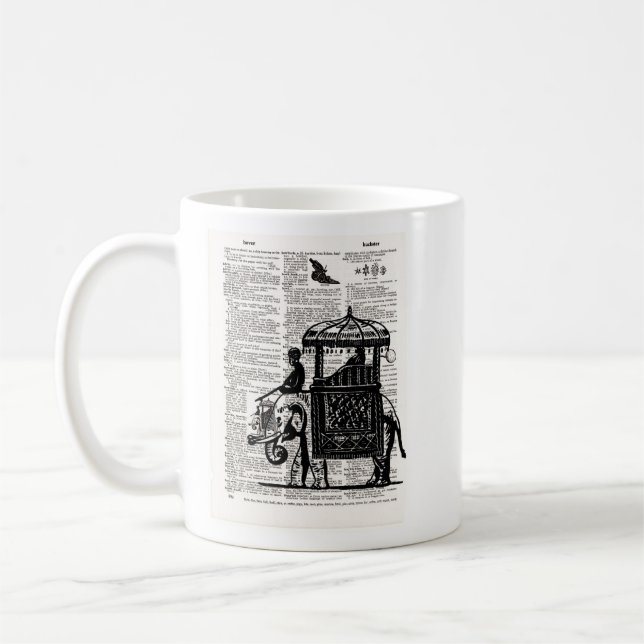 Elephant mit Howdah Dictionary Art Tasse (Links)