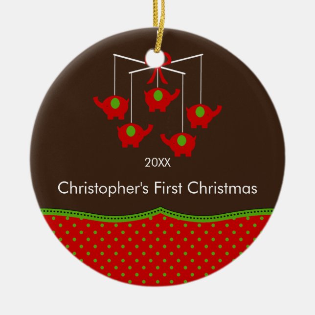 Elephant Mobile Baby's First Christmas Ornament (Vorne)