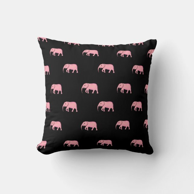 Elephant Modern Baby for Kids Pink Black Kissen (Vorderseite)
