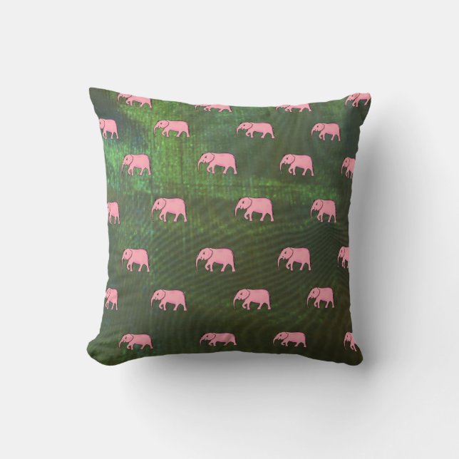 Elephant Modern Baby for Kids Pink Green Kissen (Vorderseite)
