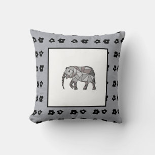 Elephant Modern Birth Baby Boy for Kids Black Kissen