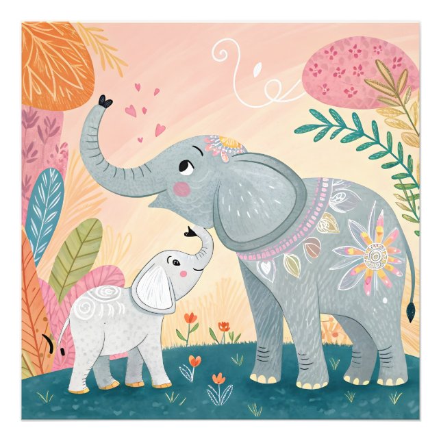 Elephant Mom and Baby Fotodruck (Vorne)