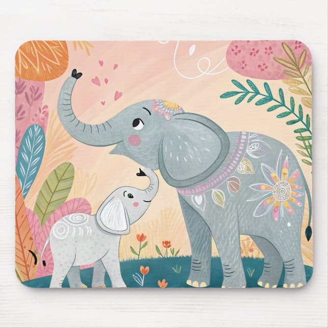 Elephant Mom and Baby Mousepad (Vorne)
