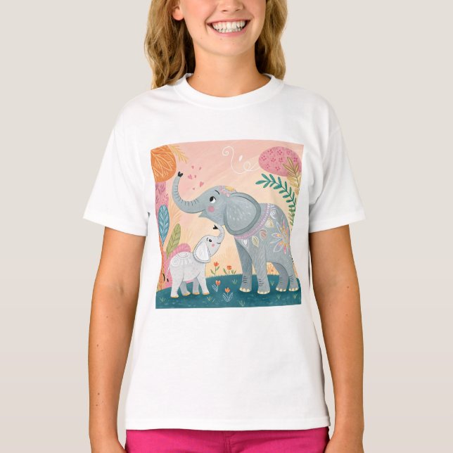 Elephant Mom and Baby T-Shirt (Vorderseite)
