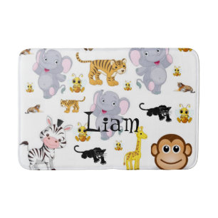 Elephant Monkey Tiger Badezimmer Badematte