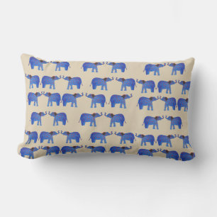Elephant Mood Lumbar Cushion, Blauer Elefant Lendenkissen