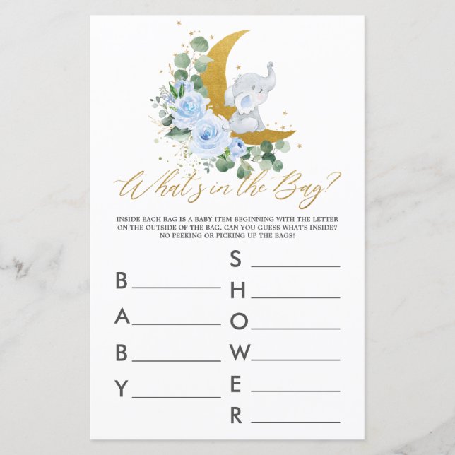 Elephant Moon Blue Floral Was ist in der Tasche Sp (Vorderseite)