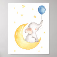 Elephant Moon Stars Balloon Lovely Kinderzimmer