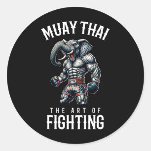 Elephant Muay Thai - Kickboxen und thailändischer  Runder Aufkleber