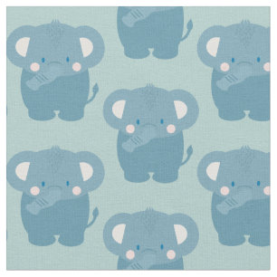 Elephant Muster Light Blue Stoff