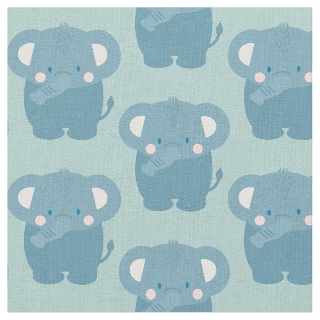 Elephant Muster Light Blue Stoff (Nahaufnahme)