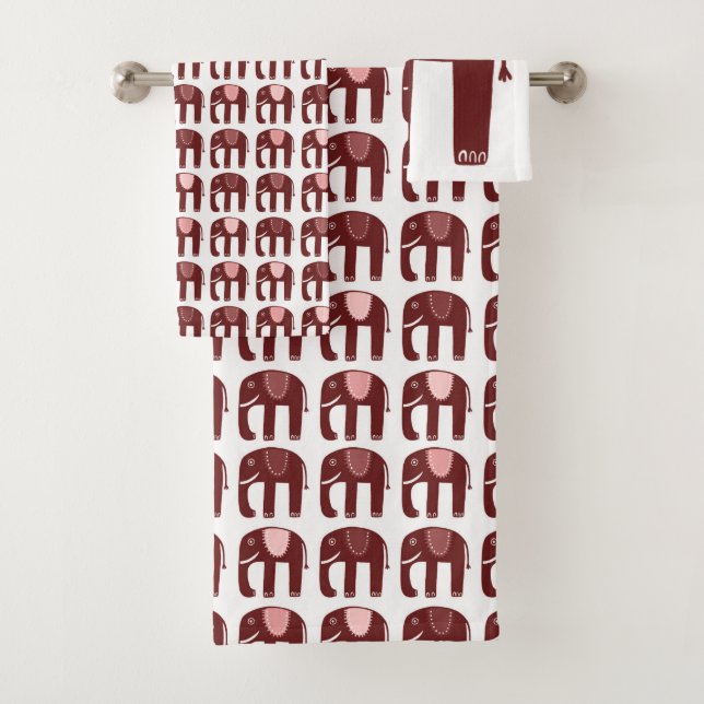 Elephant Muster Rosa Badhandtuch Set (Insitu)