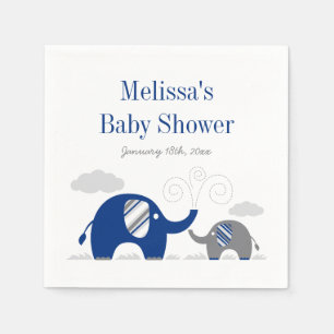 Elephant Navy Blue Gray Baby Shower Serviette