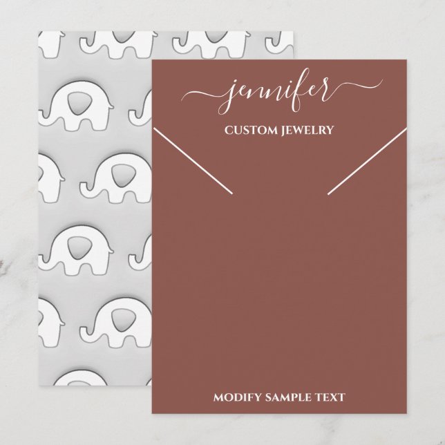 Elephant-Netzklace-Display-Karte braun Einladung (Vorne/Hinten)
