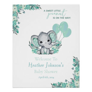 Elephant Neutral Baby Dusche Poster