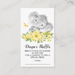 Elephant Neutral Baby Duwer Diaper Raffle Ticket Begleitkarte