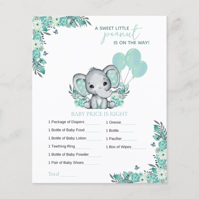 Elephant Neutral Baby Shower Game (Vorderseite)
