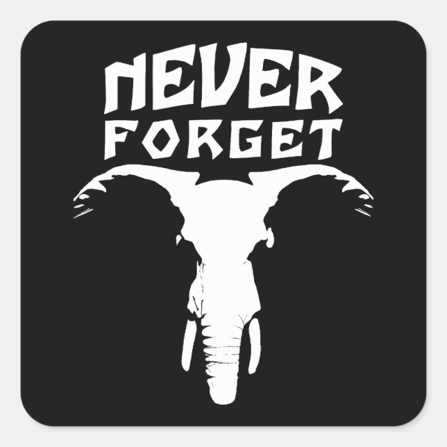Elephant nie vergessen quadratischer aufkleber (Vorderseite)