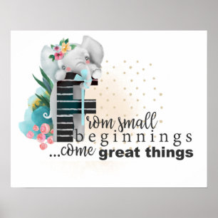 Elephant Niedlich Baby Sprichwort Floral Poster