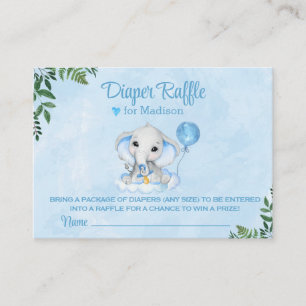 Elephant Niedlich Blue Baby Duwer Diaper Raffle Begleitkarte
