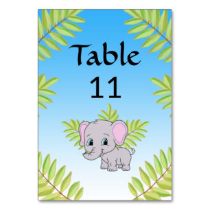 Elephant Niedlich Boy Blue Ombre Theme Babydusche Tischnummer