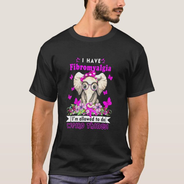 Elephant Niedlich habe ich Fibromyalgie Bewusstsei T-Shirt (Vorderseite)